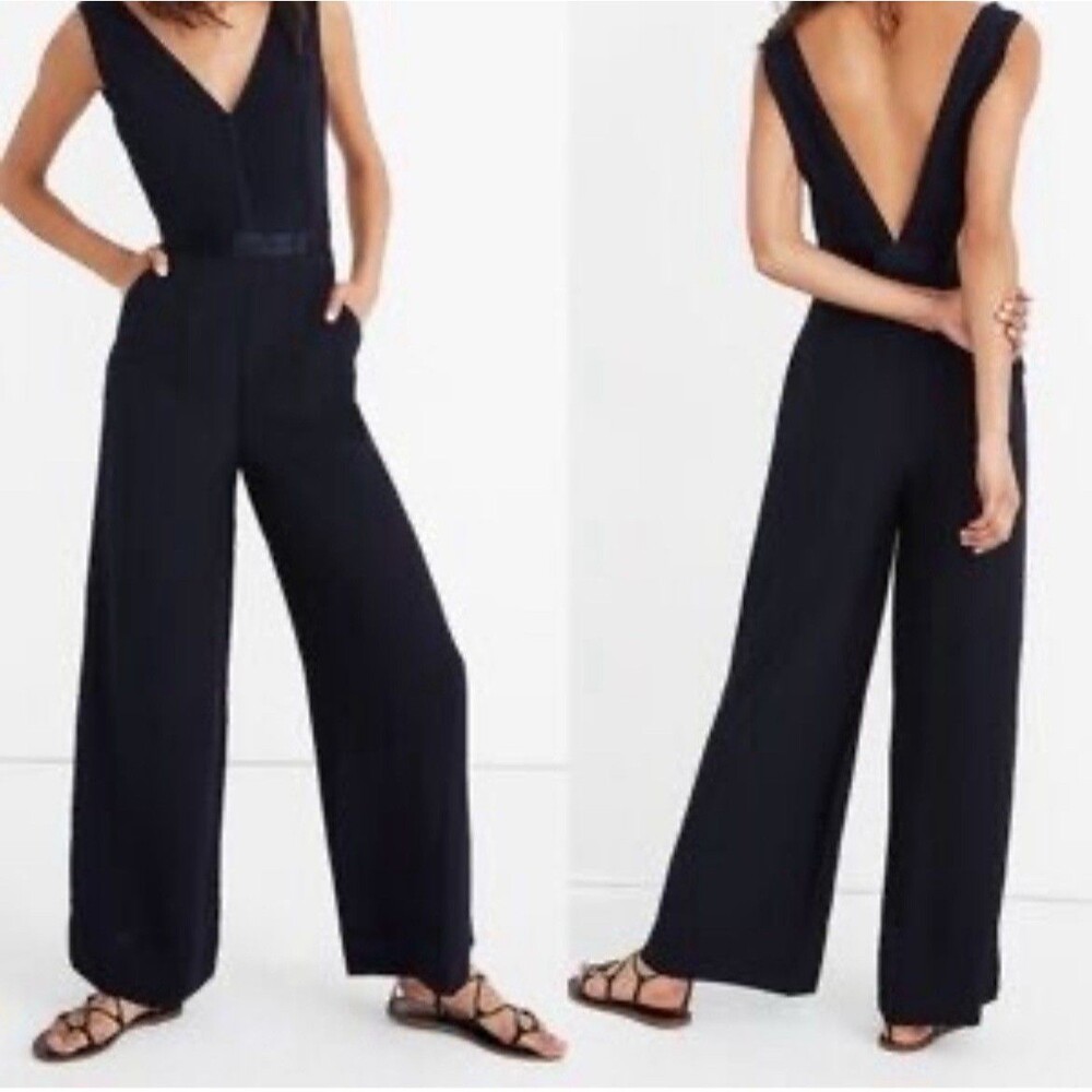 Sessun Navy V-neck Jumpsuit Navy Size 36/US 4